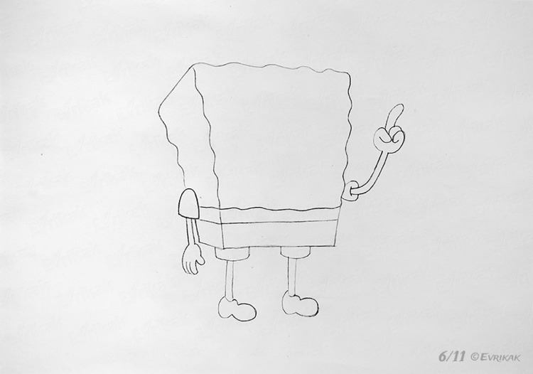 Рисунок Спанч Боба карандашом легко поэтапно