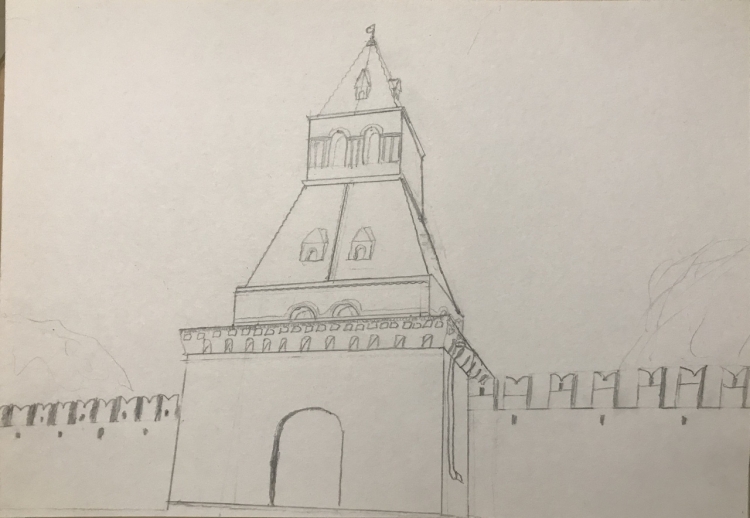 Зарисовки башни Астраханского Кремля