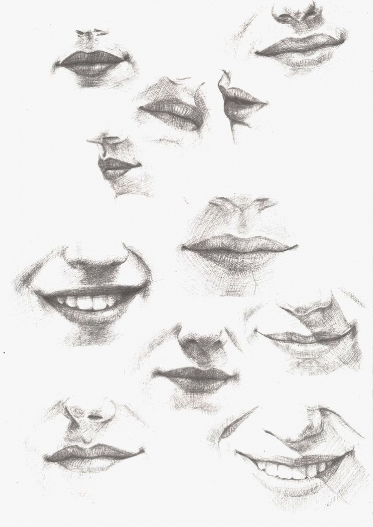 Мужские губы зарисовка