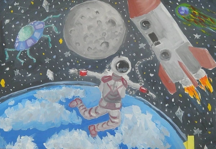 Рисунок на тему полёт в космос