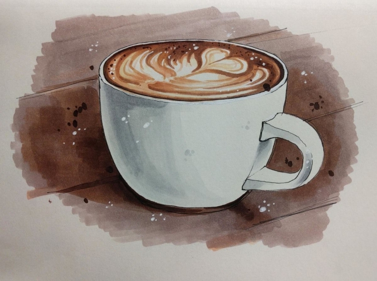 Рисунки для срисовки кофе
