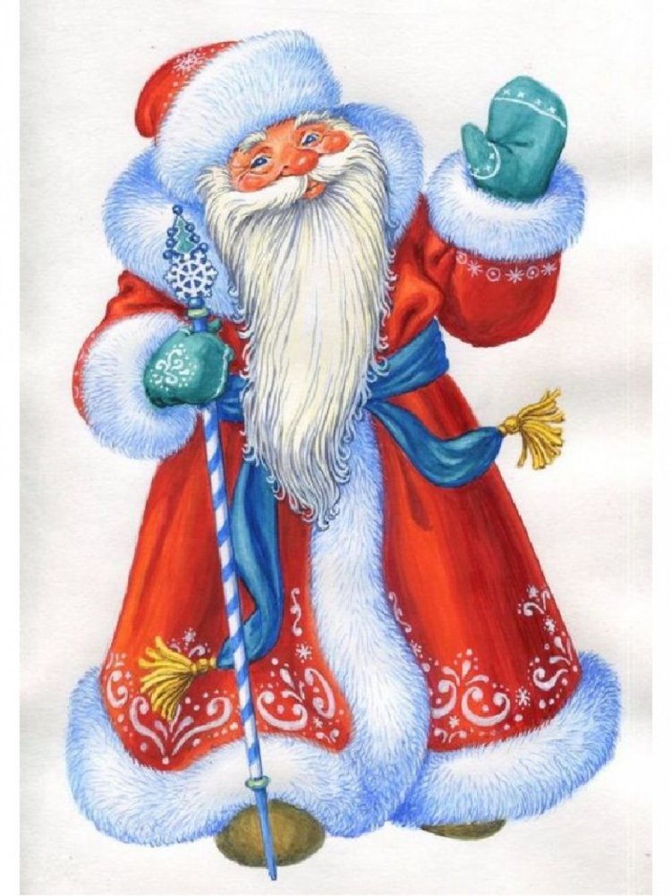 Дед Мороз рисунок цветной