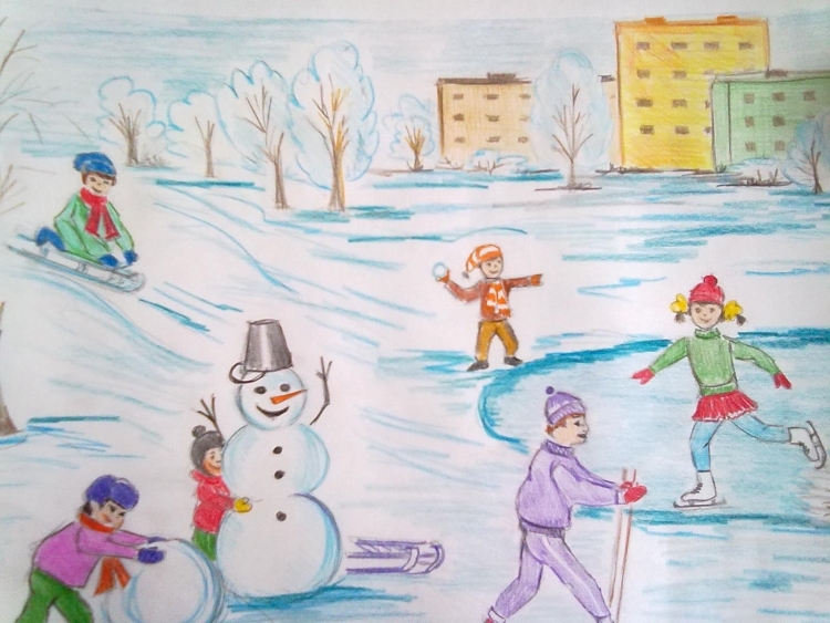 Рисунок на тему зимние игры