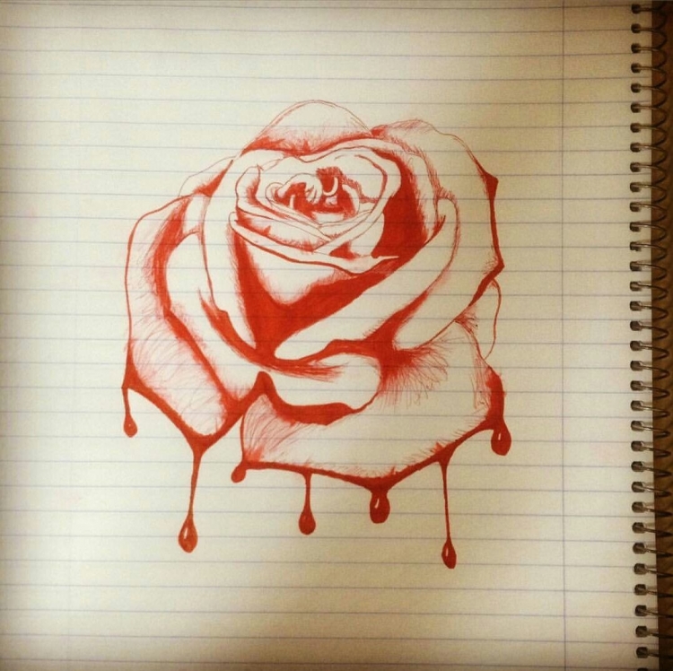 Рисунки розы цветными карандашами