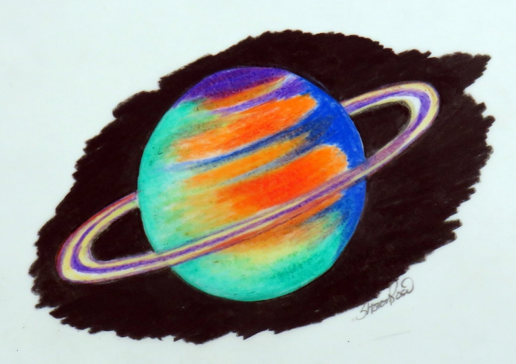 Сатурн рисунок карандашом цветной