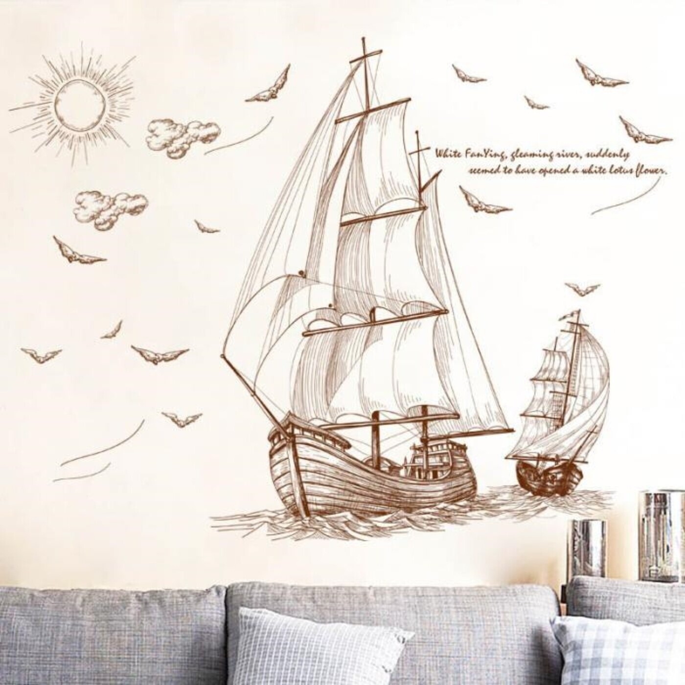 Роспись стен в детской. Морская тематика «Корабль»