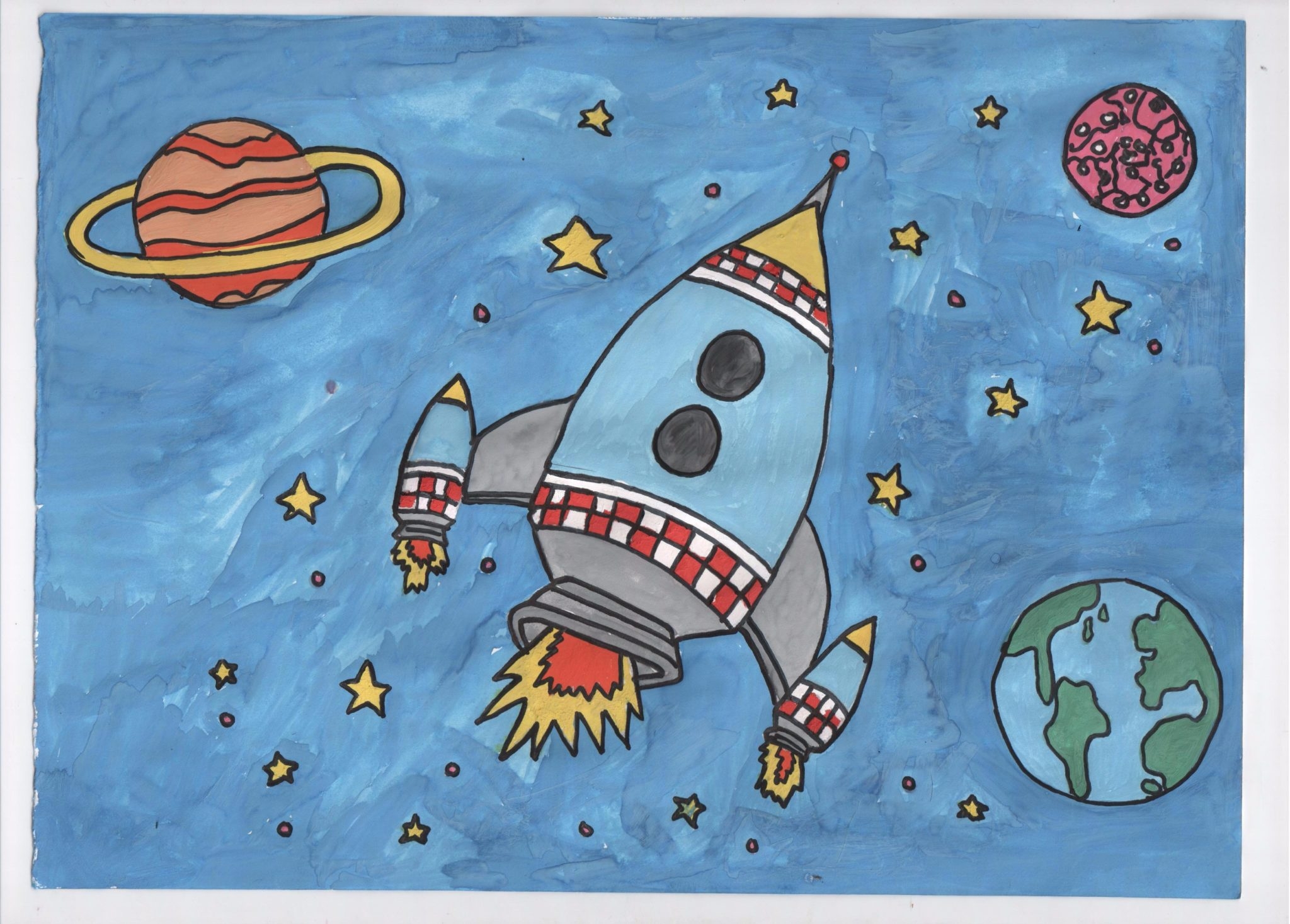Картинки ко дню космонавтики для детей. Рисунок на космическую тему. Рисунок ко Дню космонавтики. Рисование для детей космос. Космос рисунок для детей.