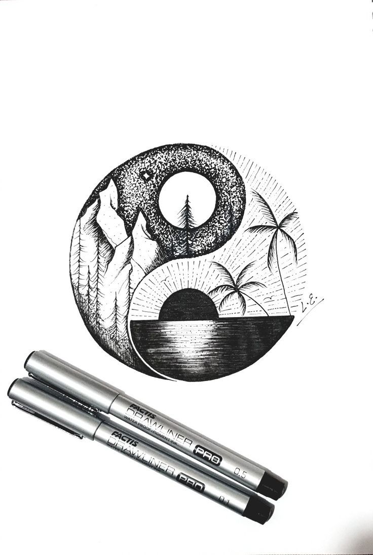 Рисунки черной ручкой для срисовки простые - 51 фото