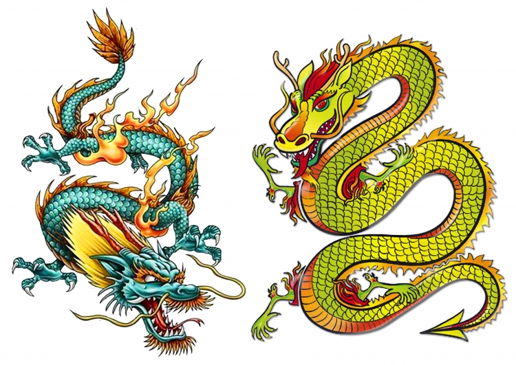 Рисунки китайских драконов цветные
