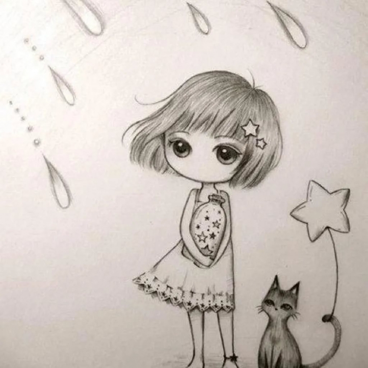Рисунок маленькой девочки для срисовки