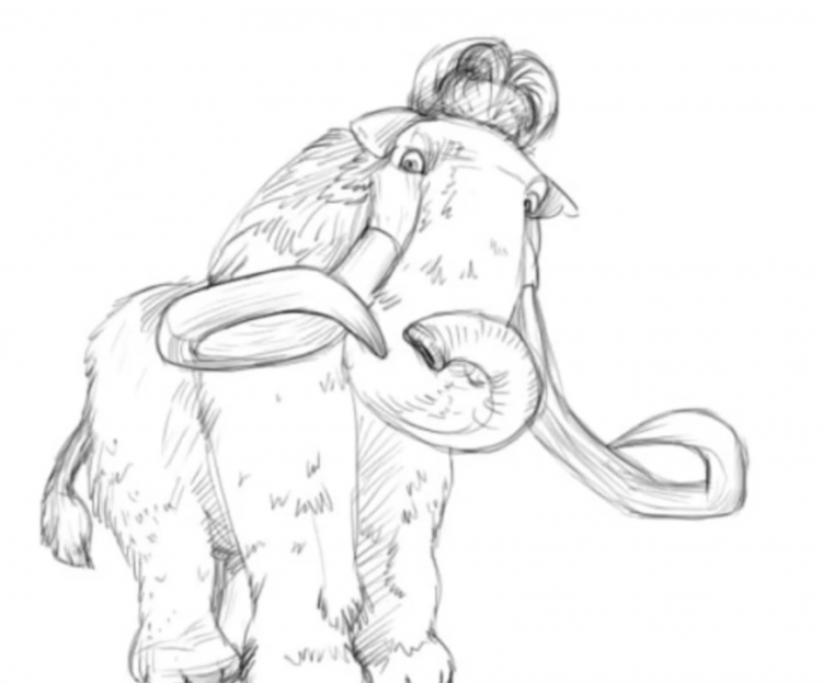 Рисунок мамонта карандашом для срисовки