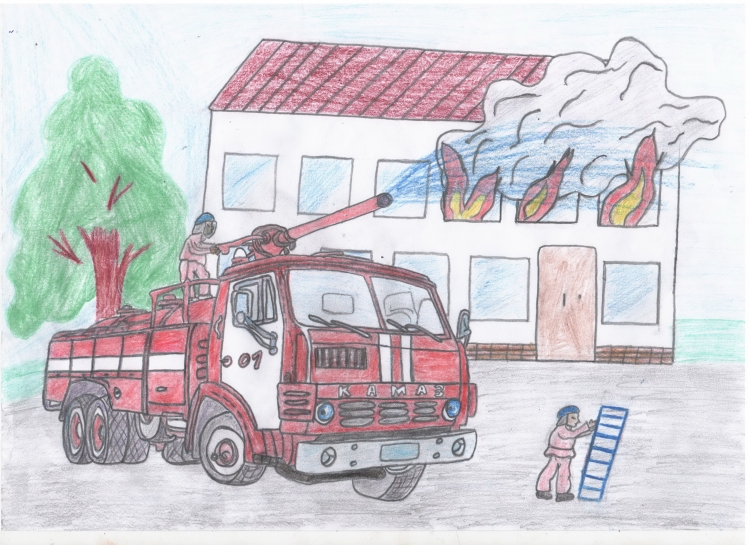 Пожарная машина рисунок для срисовки легкие