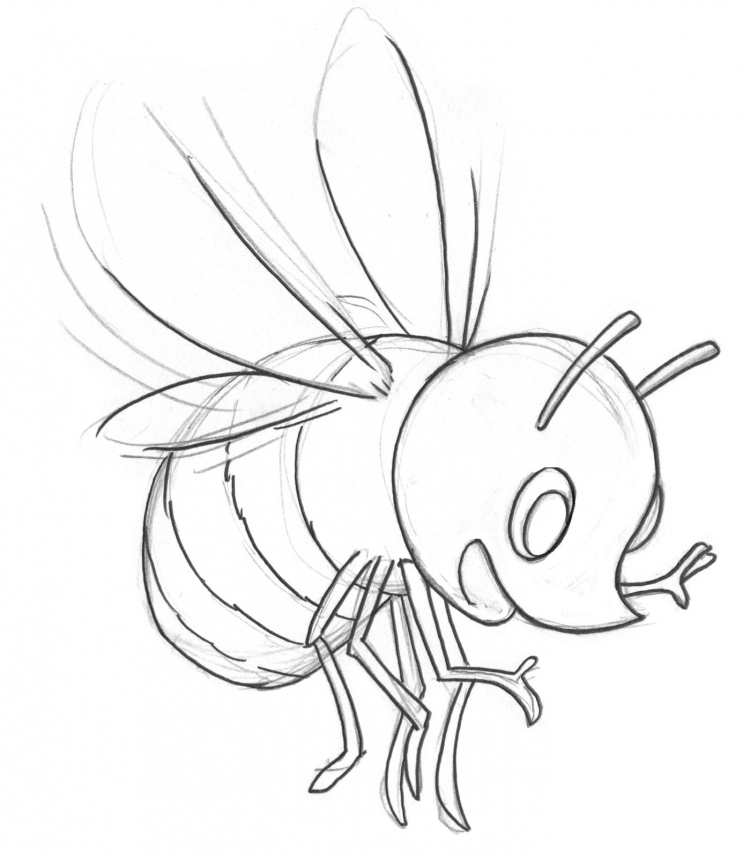 Рисунок пчелы карандашом для срисовки легкие