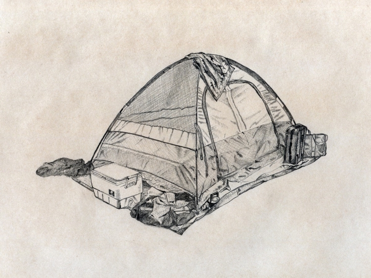 Палатка карандашом для срисовки