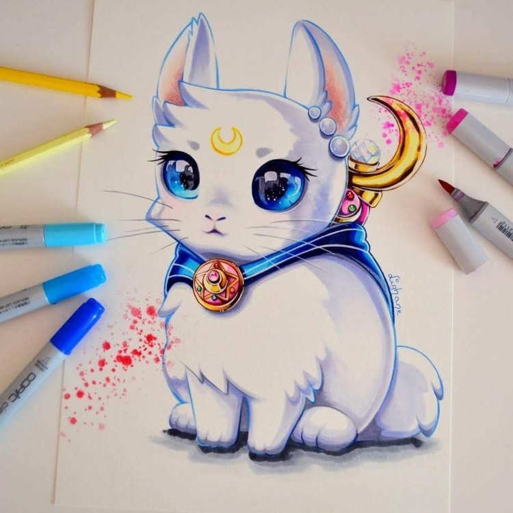 Рисунки для срисовки фломастерами котики