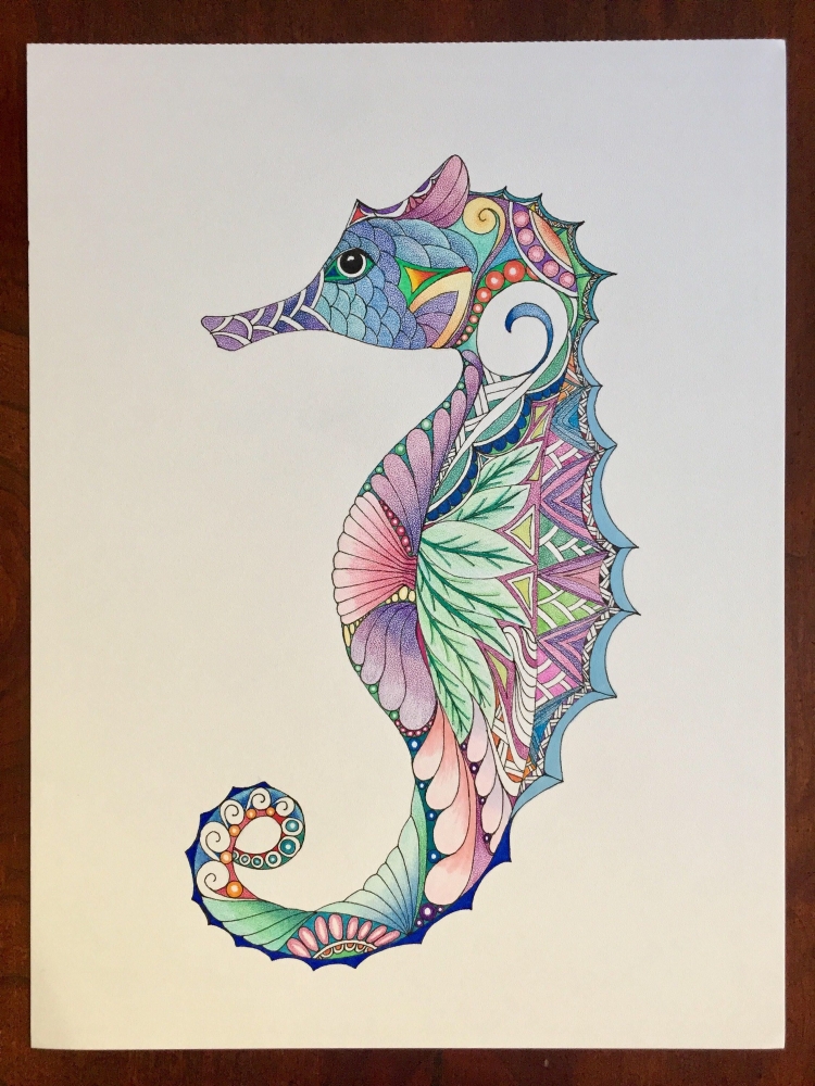 Морской конёк рисунок цветной