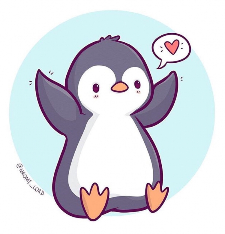 Милый Пингвин для срисовки