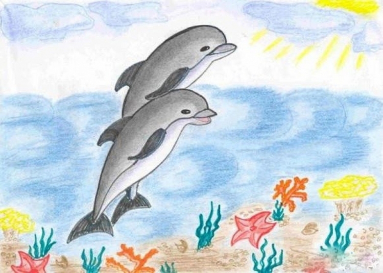 Детский рисунок на тему черное море