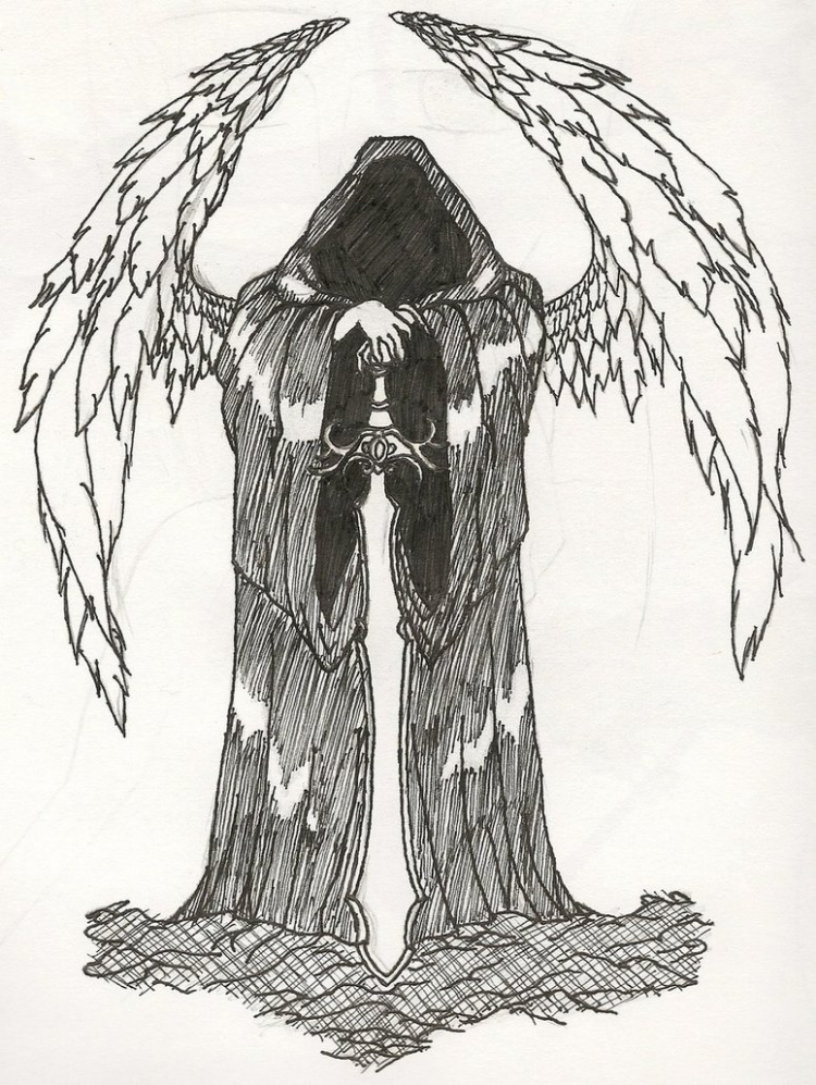 Рисунки карандашом для срисовки ангел смерти