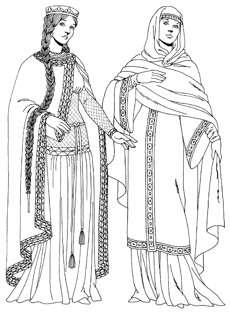 Романский стиль в одежде средневековья рисунки