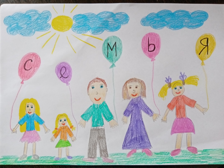Детские рисунки на тему дружная семья