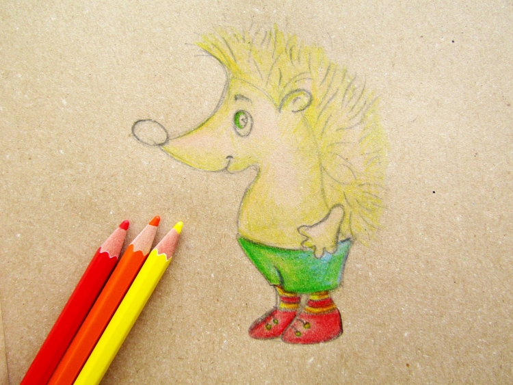 Детские рисунки ежика цветными карандашами