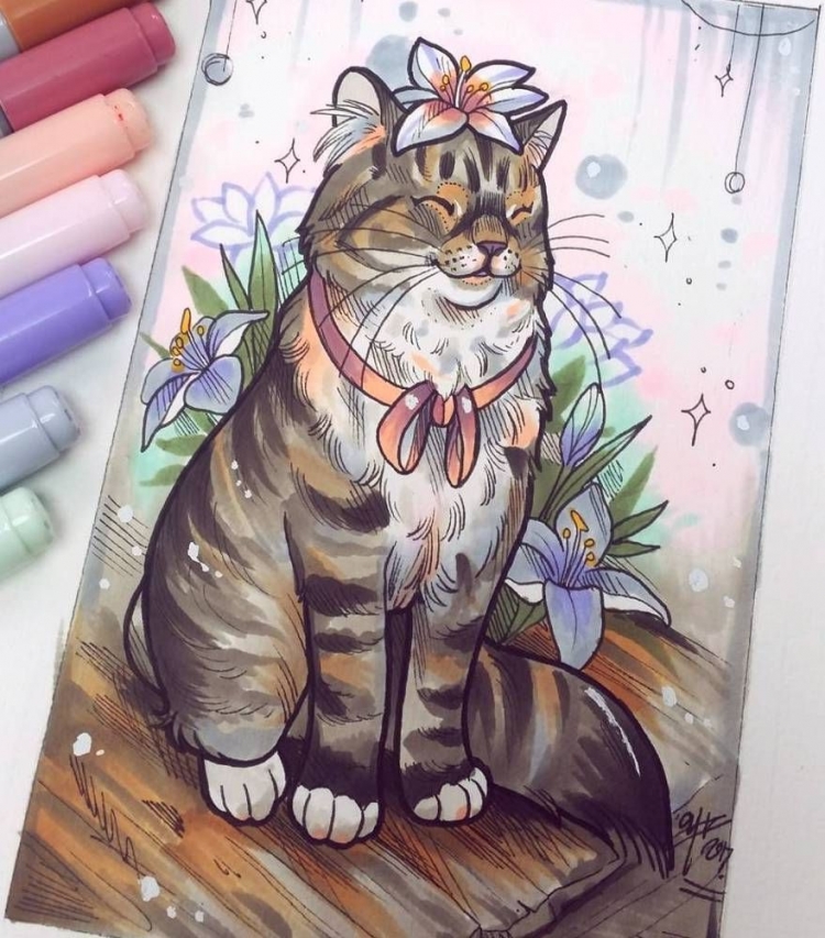 Котик маркерами