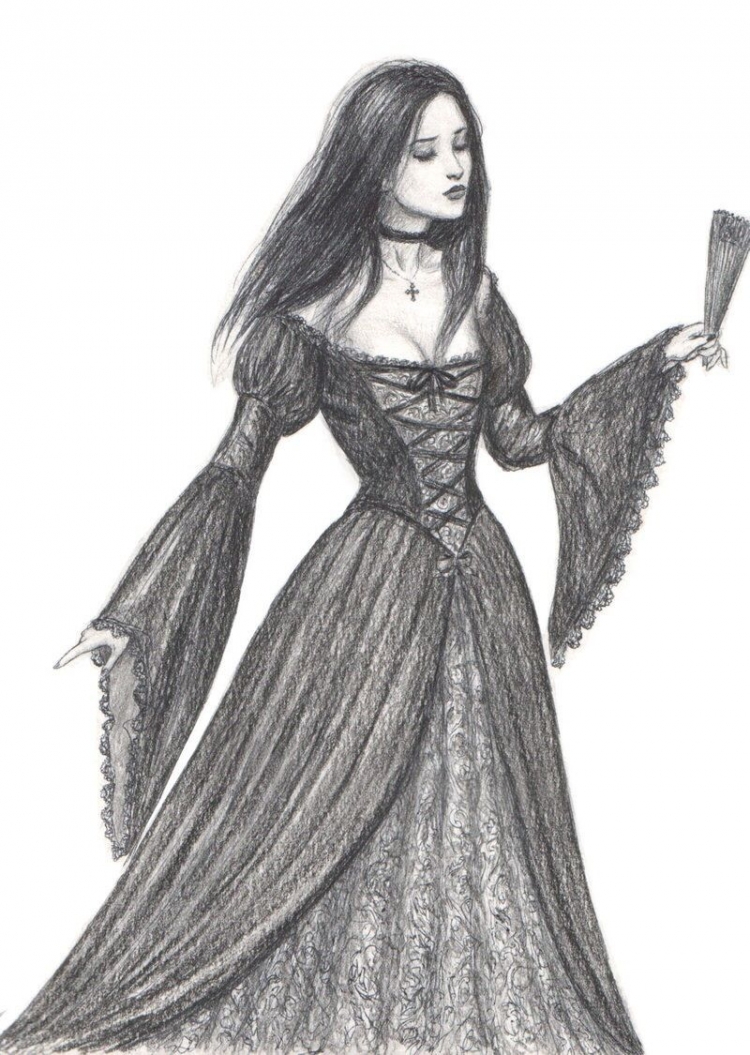 Готический стиль в одежде средневековья рисунок