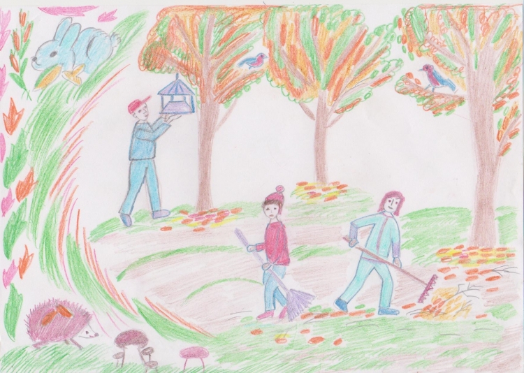 Рисунок на тему семья в парке