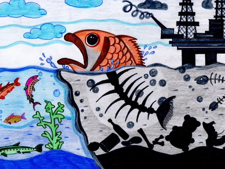 Детские рисунки на тему загрязнение воды