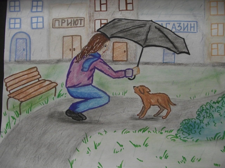 Рисунок на тему помоги бездомным животным