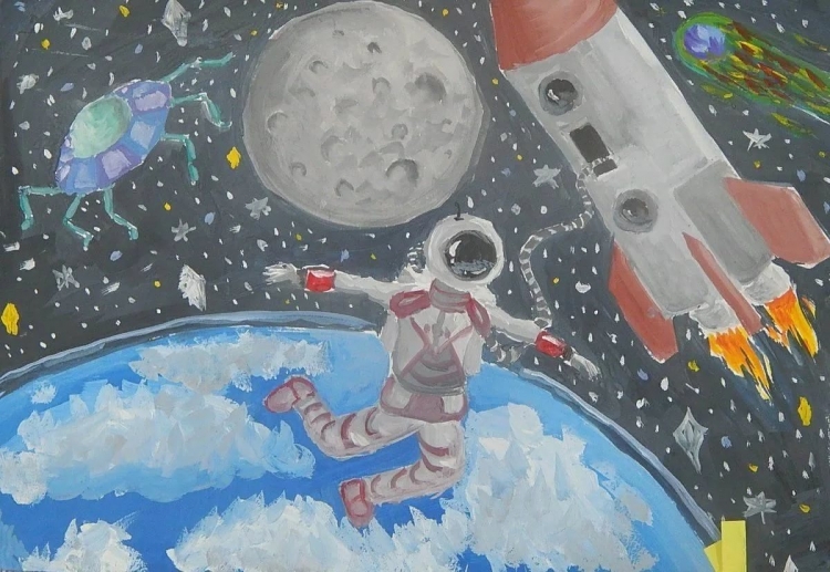 Рисунок ко Дню космонавтики
