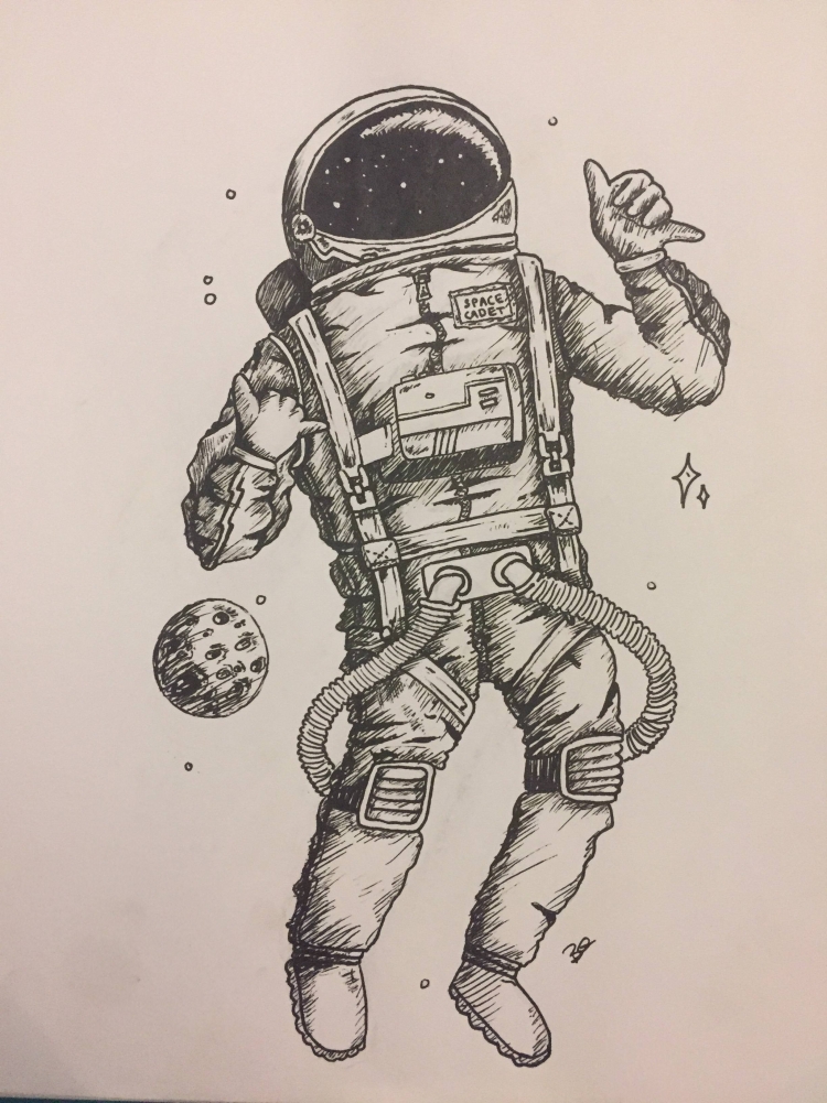 Космонавт рисунок легкий