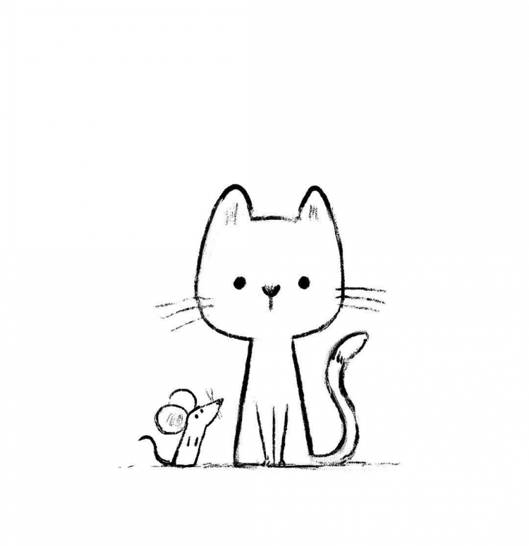 маленькая кошка рисунок