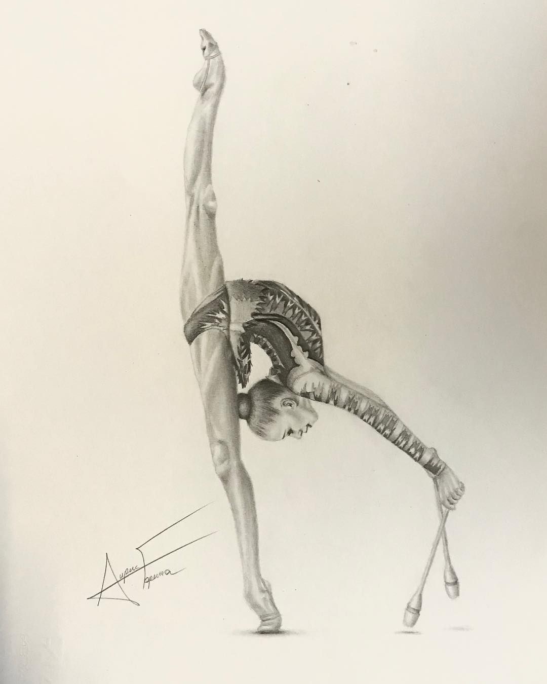 Как нарисовать гимнастку карандашом поэтапно