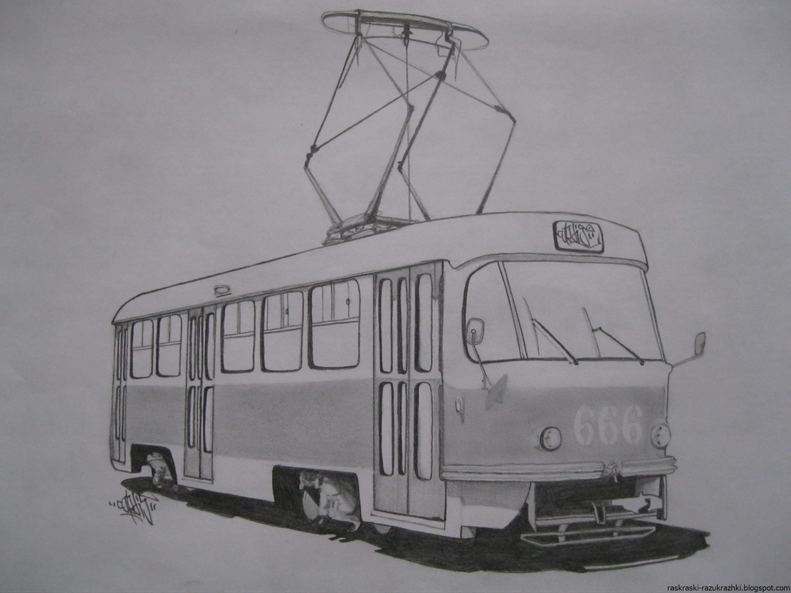 Трамвай - Транспорт - Раскраски антистресс
