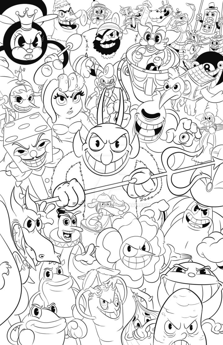 Cuphead боссы раскраска