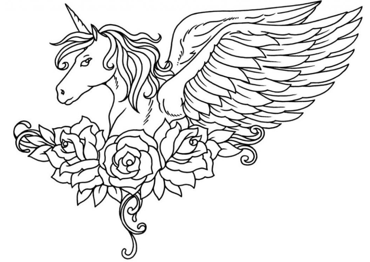 Раскраски Единорог с Крыльями | Распечатать бесплатно