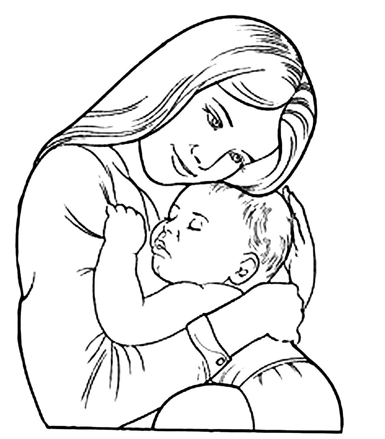 Раскраска Открытка мама и дочь на День матери
