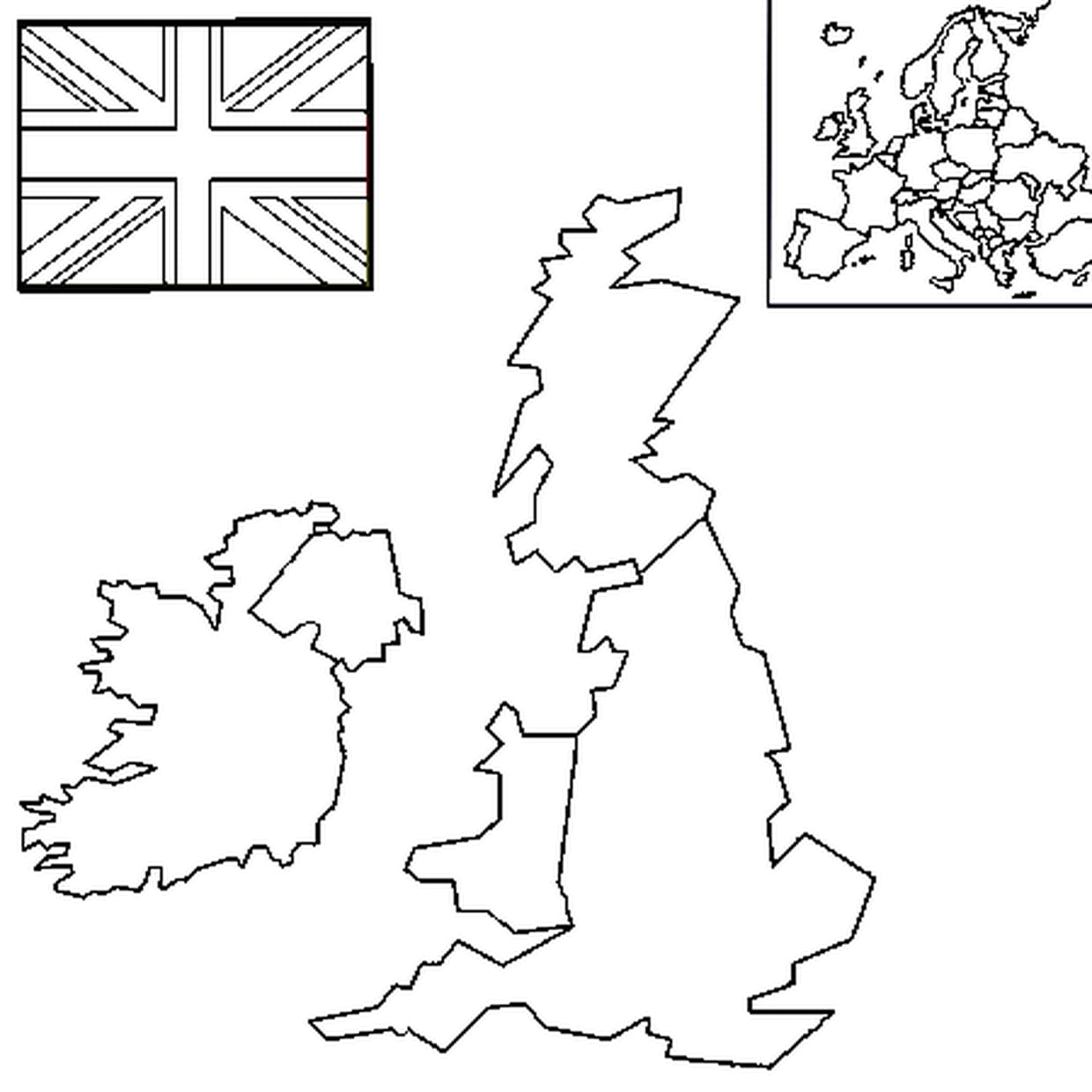 Великобритания на контурной карте