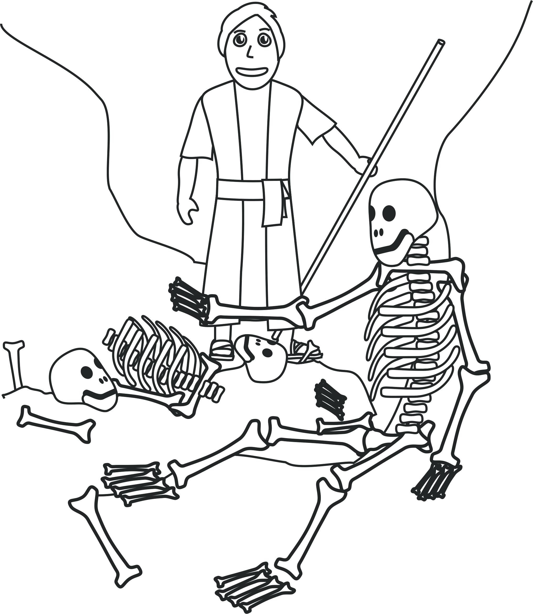 картинки раскраски скелеты