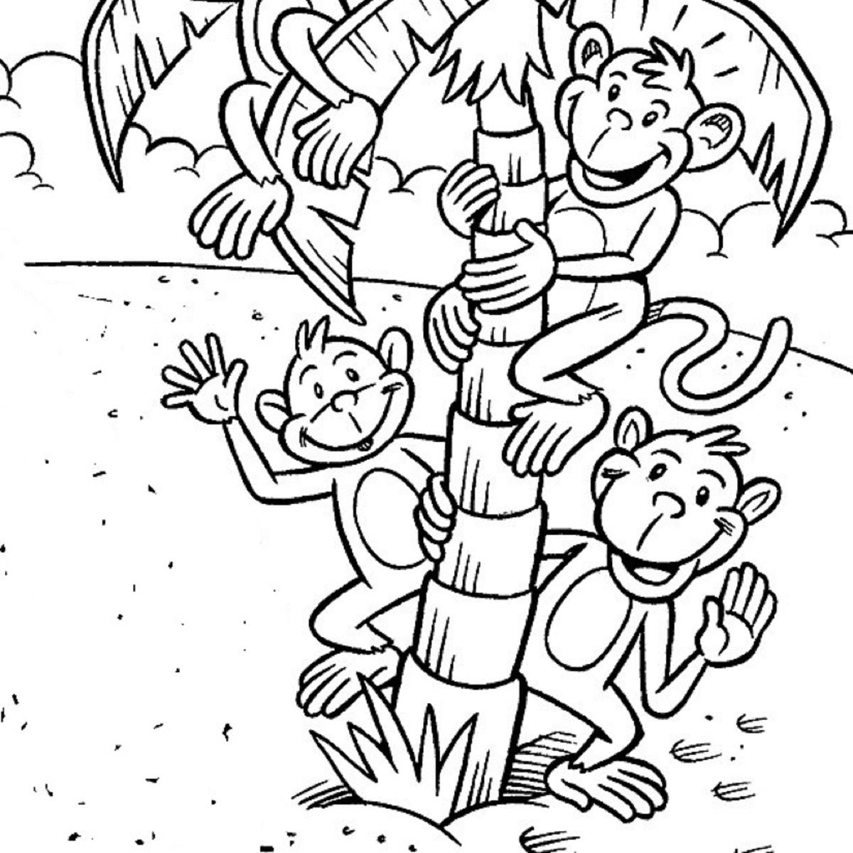 Забавный мультфильм обезьяна. иллюстрации для детей. Книжка-раскраска для детей