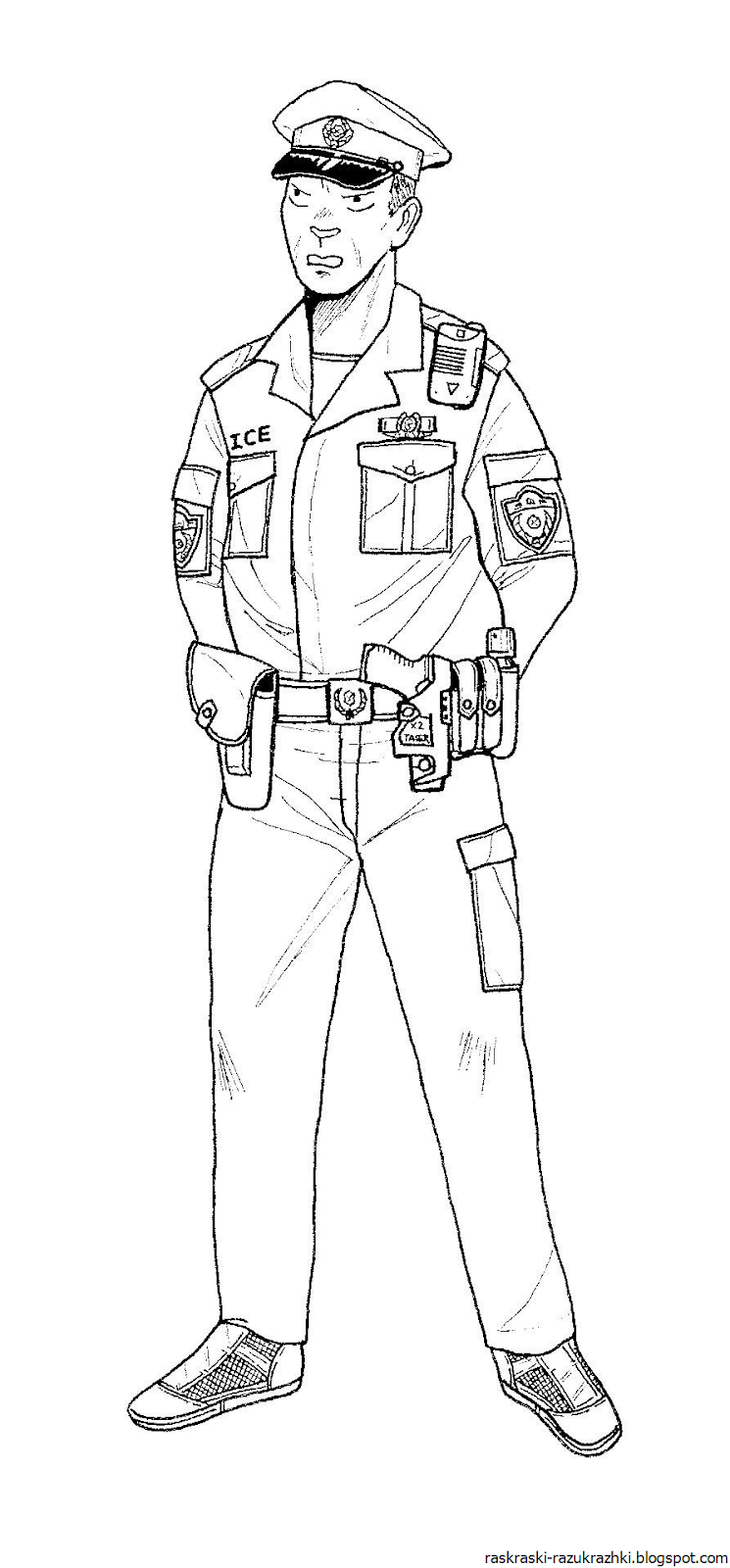 раскраска Агент полиции, одетый в платье