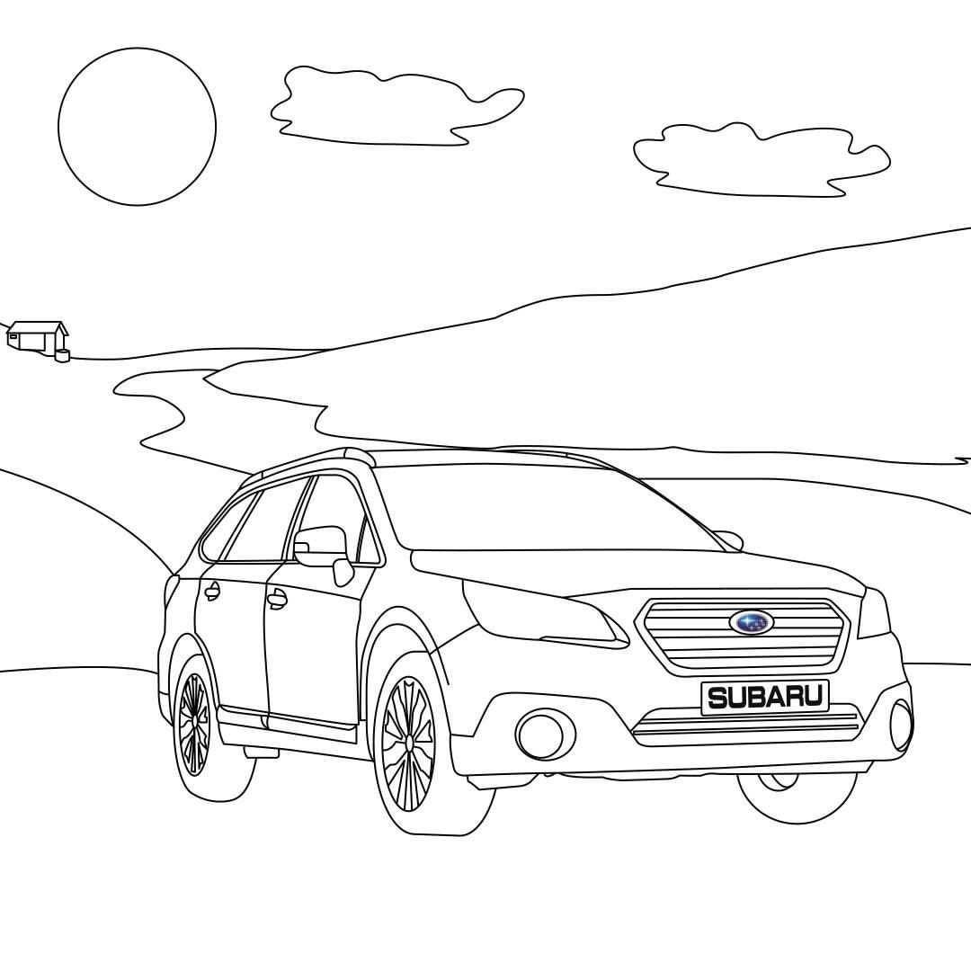 Раскраска Subaru скачать и распечатать бесплатно
