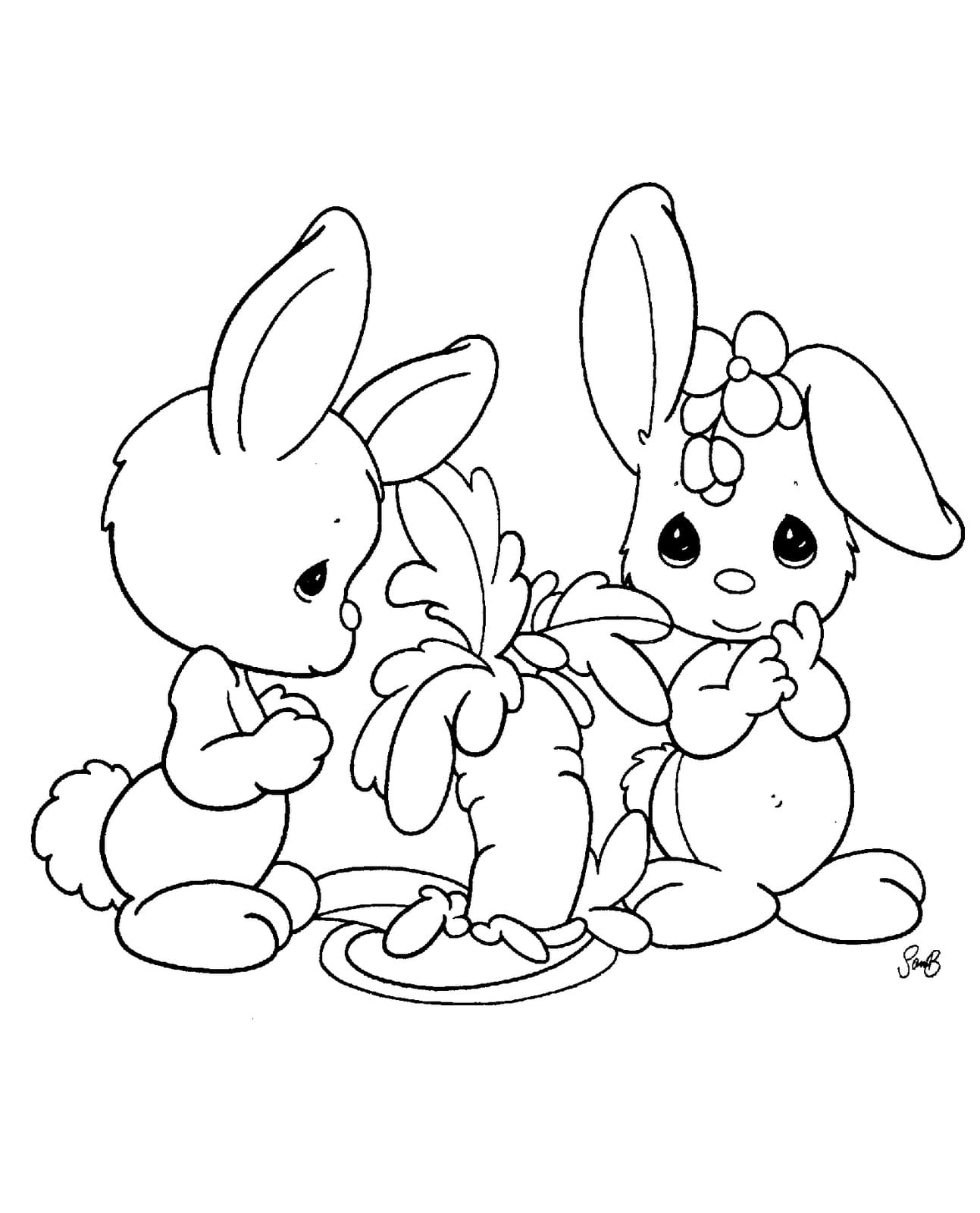 Раскраска Кролик и морковка