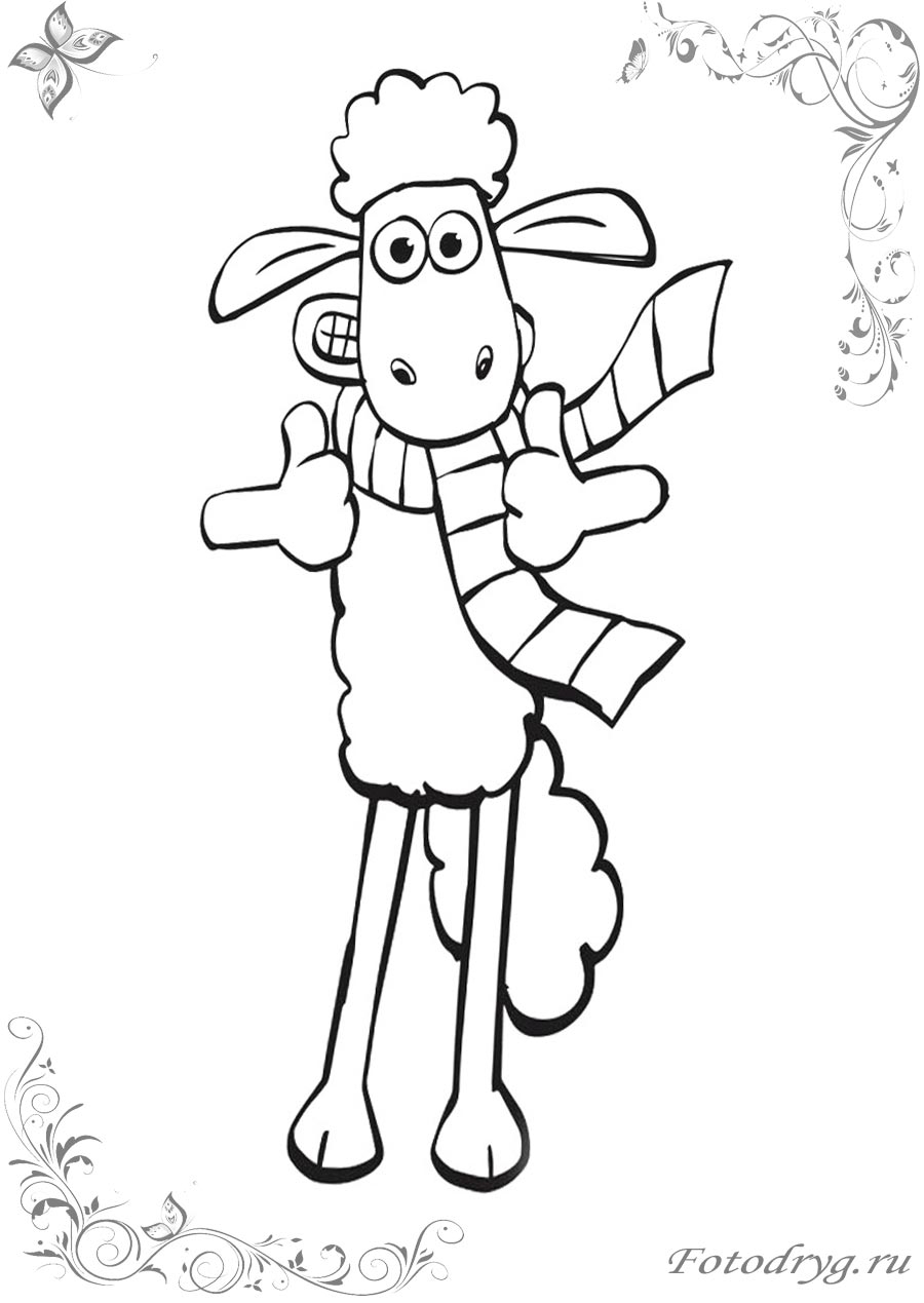 Dibujos para colorear – oveja Shaun, para un desarrollo infantil, en conjunto.