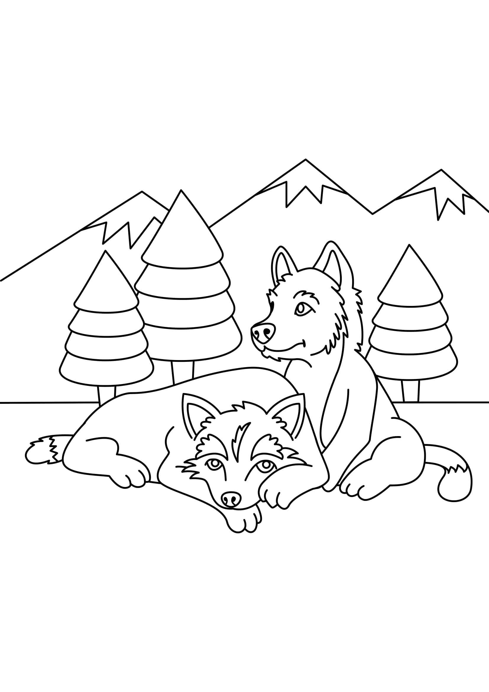Раскраска Лиса и волк