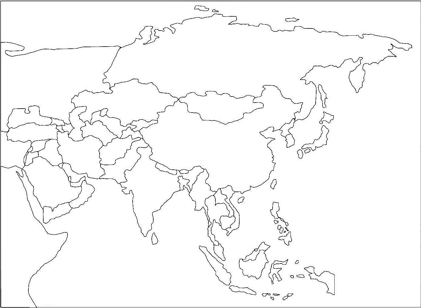 Карты стран раскраски. Политическая контурная карта Азии. Карта Азии со странами пустая. Карта Азия страны контурные карты. Контурная политическая карта Азии со странами.