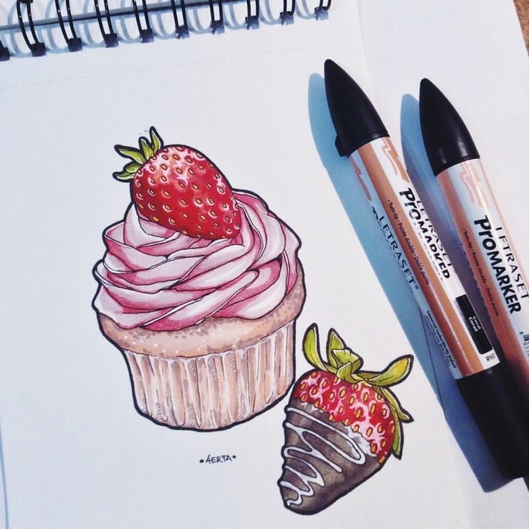 Рисунки маркерами еда легкие