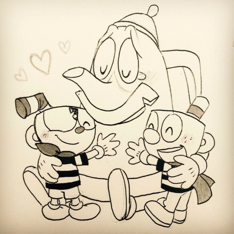 Cuphead раскраска Mugman